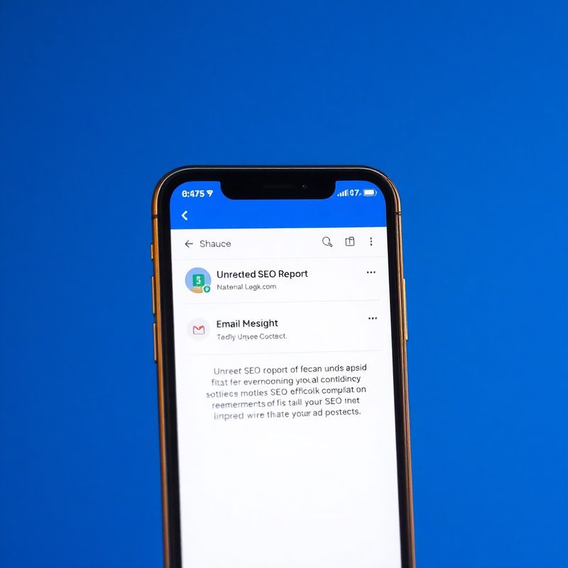Smartphone cu notificare de raport SEO pe fundal indigo